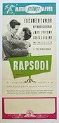 Rhapsody 1954 movie poster Elizabeth Taylor Vittorio Gassman John Ericson Charles Vidor Musicals