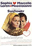 Sunflower 1970 movie poster Sophia Loren Marcello Mastroianni Lyudmila Saveleva Vittorio De Sica