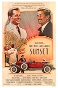 Sunset 1988 movie poster Bruce Willis James Garner Malcolm McDowell Blake Edwards Cars and racing