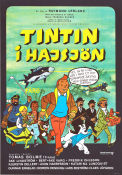 Tintin et le lac aux requins 1972 movie poster Tintin Thomas Bolme Raymond Leblanc Country: Belgium Animation From comics Fish and shark