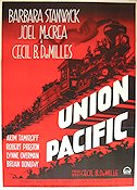 Union Pacific 1939 movie poster Barbara Stanwyck Joel McCrea Cecil B DeMille Trains